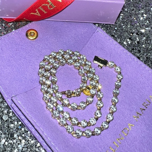 Melinda Maria She’s An Icon 16” GOLD Tennis Necklace new in box gift wrapped - Picture 5 of 9